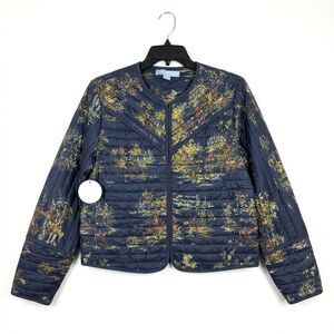 Hill House Home The Amari Jacket in Equestrian Toile Navy Quilted Size S